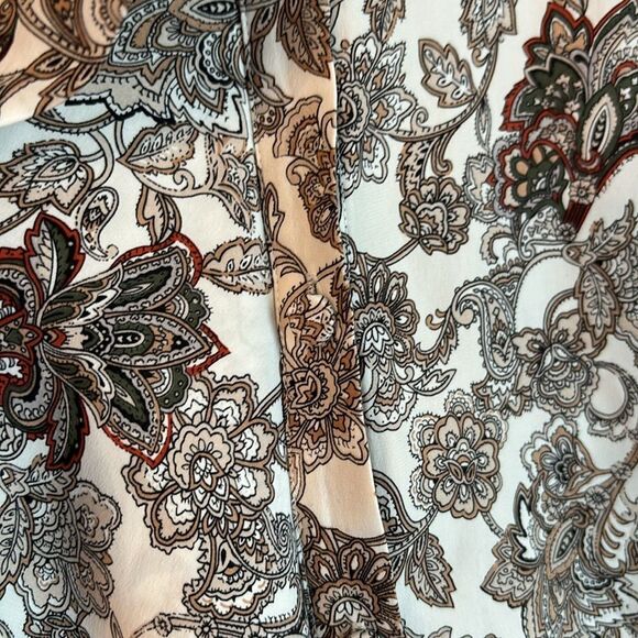FRAME women 100% silk sleevless paisley button up mock neck top office size XS! - Picture 5 of 13